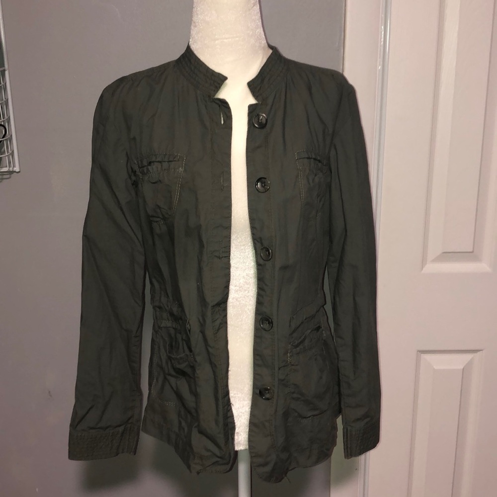 Army green button up jacket